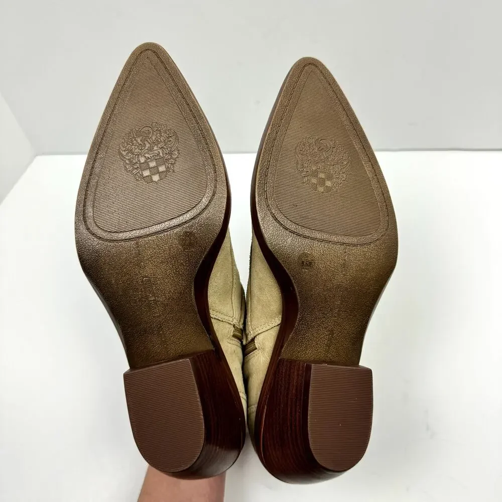 NEW Vince Camuto Ashena Tan Suede Leather Buckle Zip Up Bootie Ankle Boots